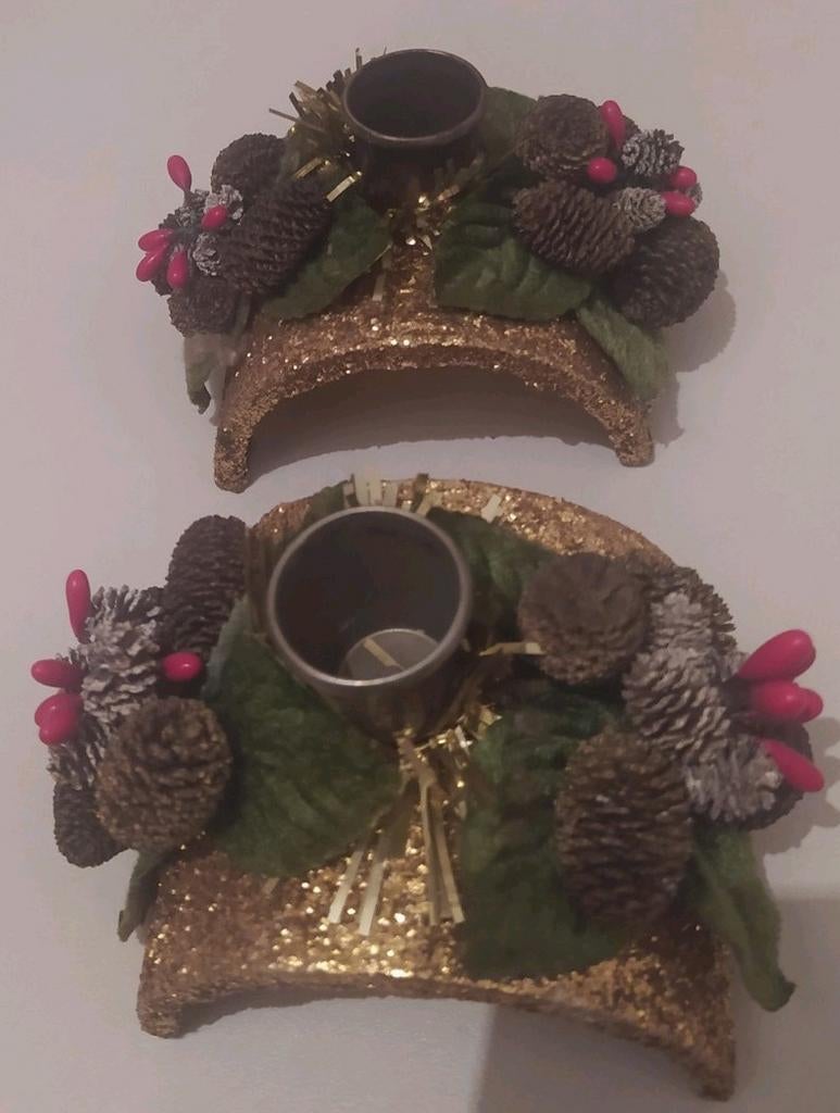 2 kandelaars, kerst, perfecte staat, prachtige kleuren, Diversen, Kerst, Ophalen of Verzenden