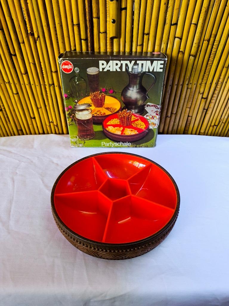 Vintage Emsa Partyschale 1154 oranjebruine aperitiefschaal, Ophalen of Verzenden, Huis en Inrichting