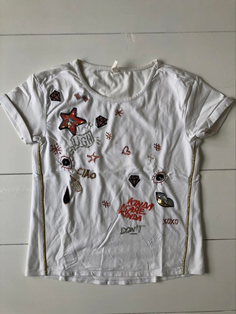 wit t-shirt CKS 14 j 164, Kinderen en Baby's, Kinderkleding | Maat 164, Gebruikt, Meisje, Ophalen of Verzenden, CKS