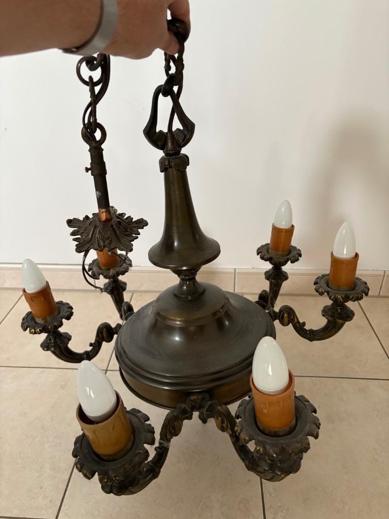 Bronzen luster uit atelier Louis Van Boeckel, Ophalen, Brons