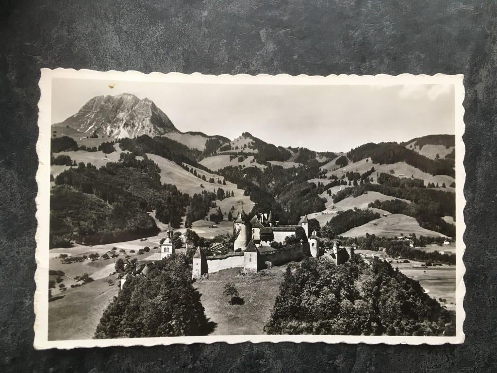 postkaart Gruyères - kasteel en Moléson - Zwitserland, Verzamelen, Ophalen of Verzenden