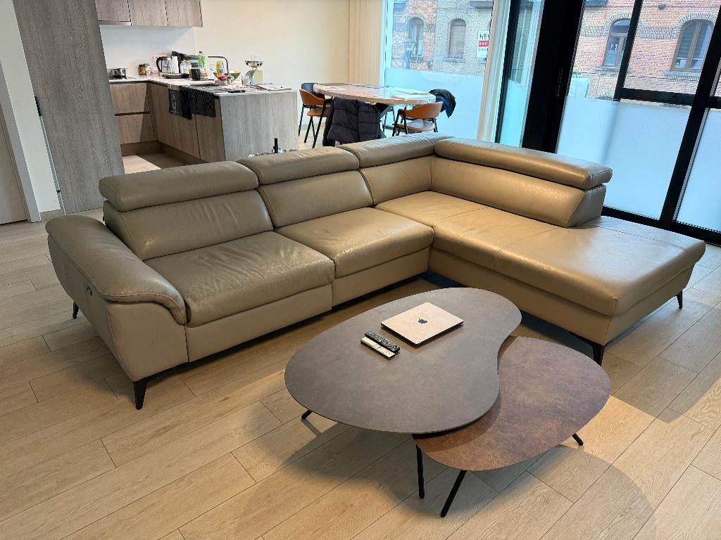 Lederen salon met relax, Maison & Meubles, Canapés | Coins salons complets, Utilisé, Cuir, Enlèvement
