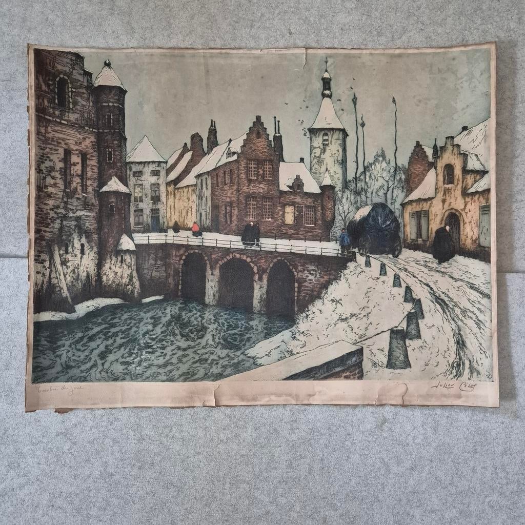Julien Celot, aquatint, ets, Brugge, Enlèvement ou Envoi