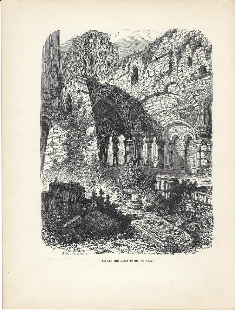 1880 - Gent - de Sint-Baafsabdij in 1832, Ophalen of Verzenden