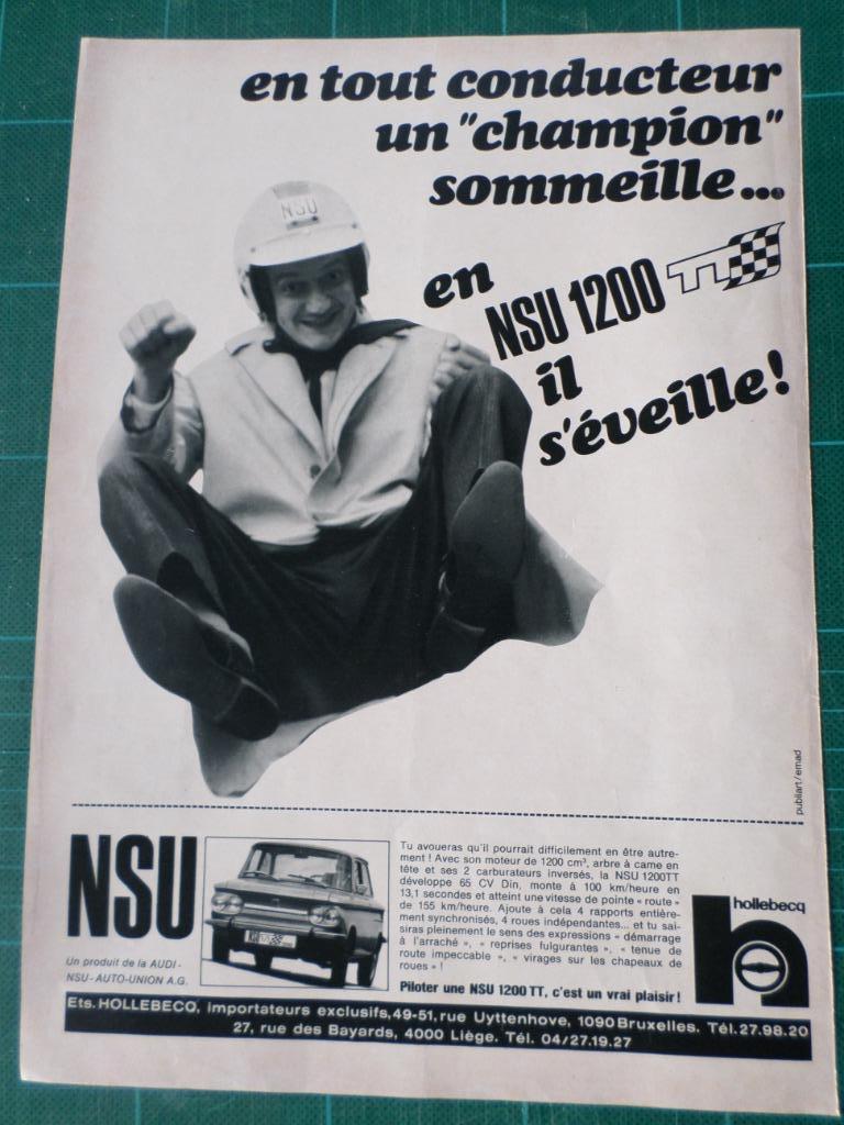 NSU 1200 TT - publicité papier - 1970, Enlèvement ou Envoi, Utilisé, Autres types