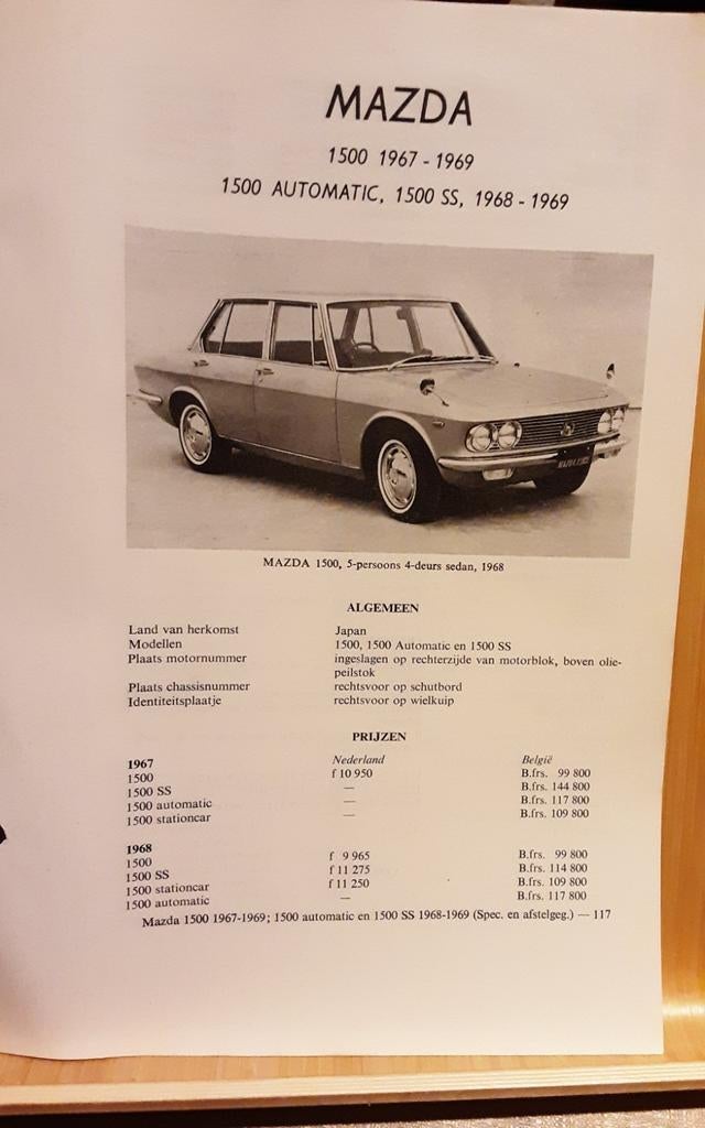 Mazda 1500 technische fiche, Ophalen of Verzenden, Zo goed als nieuw, Mazda