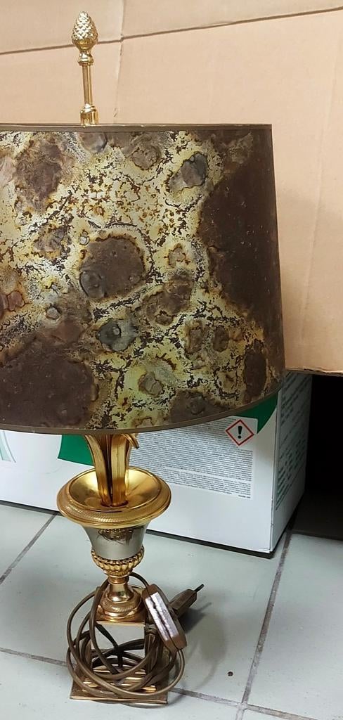 Boulanger lamp met gouden wolkenkap, Ophalen of Verzenden, Zo goed als nieuw, Metaal