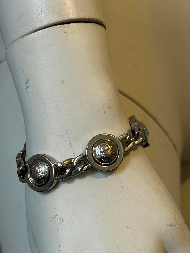 Gianni Versace armband van mesh en medusa 18 cm, Ophalen of Verzenden, Zo goed als nieuw, Zilver, Zilver