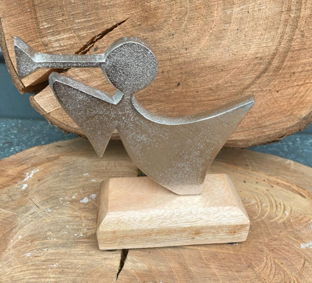 ALUMINIUM ENGEL MET TROMPET NIEUW, Ophalen of Verzenden, Nieuw