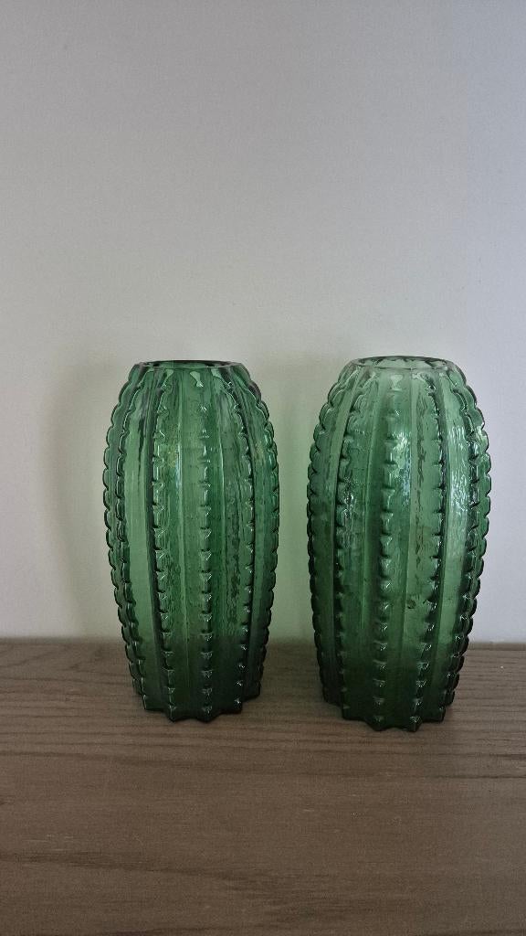 Vazen, Ophalen, Minder dan 50 cm, Groen, Glas