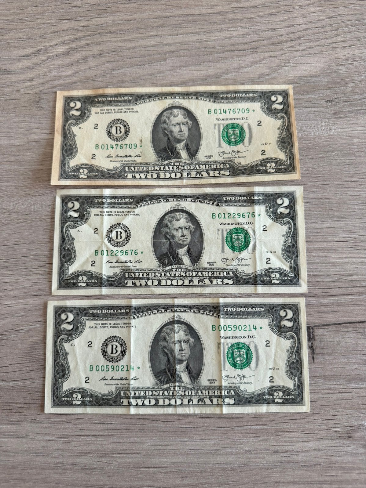 Ensemble de 3 billets d'un dollar de rechange, Enlèvement ou Envoi