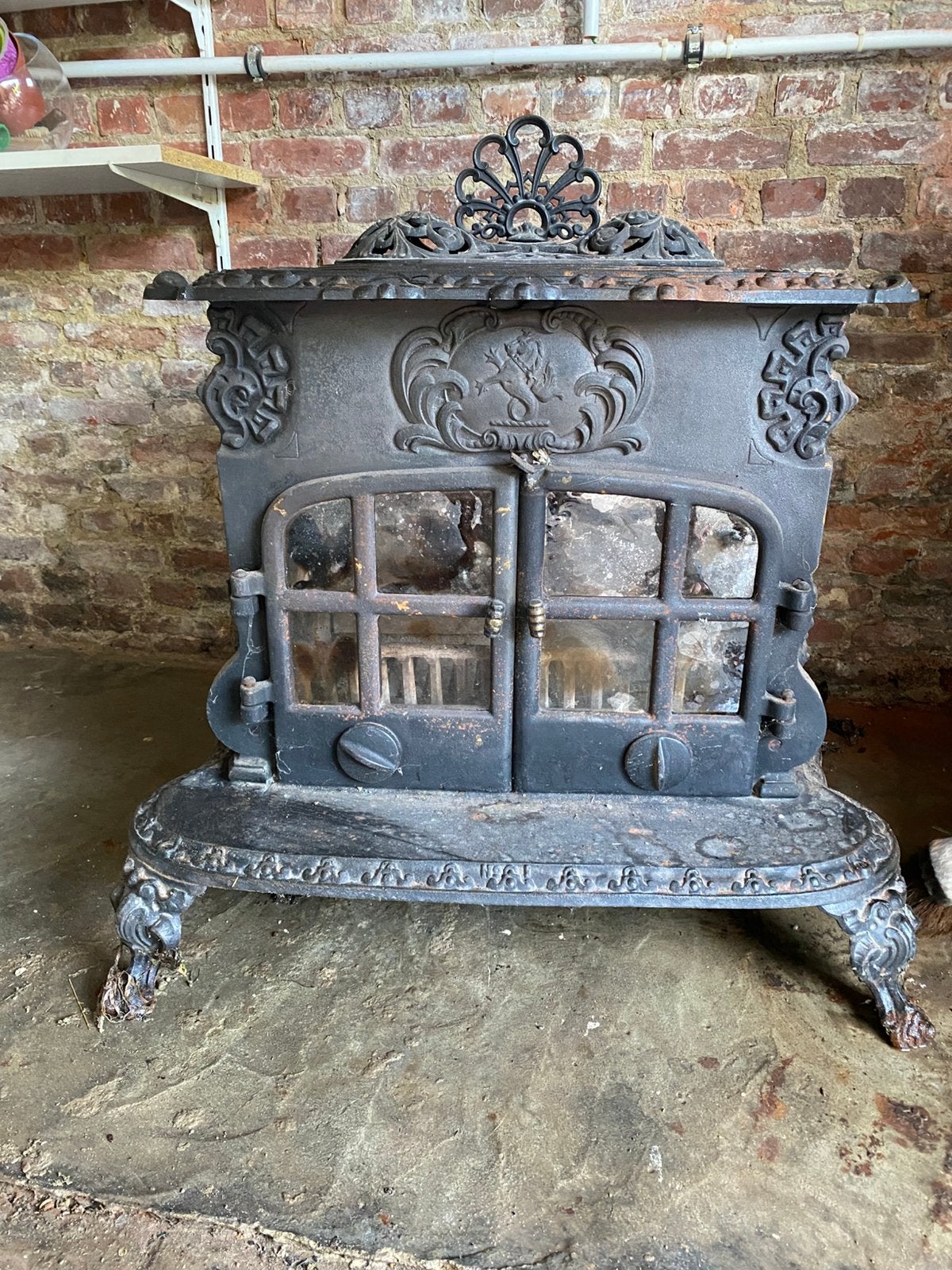 Poêle antique en fonte Smith & Wellstood, Poêle à charbon, Enlèvement, Utilisé, Bois