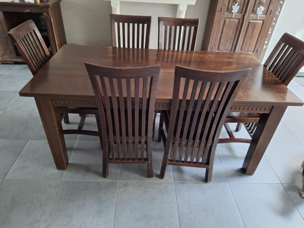 Massief houten eetplaats, dressoir, barkast, Huis en Inrichting, Complete eetkamers, Ophalen