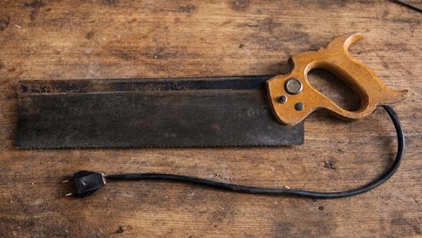 Antieke elektrische houtzaag – uniek – MAN-CAVE, Doe-het-zelf en Bouw, Gereedschap | Overige machines, Gebruikt, Ophalen