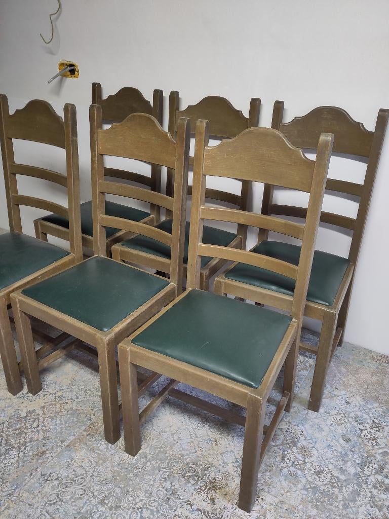 6 chaises solides à haut dossier, Maison & Meubles, Enlèvement, Utilisé, Bois, Cinq, Six Chaises ou plus