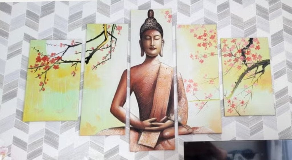 bouddha 5 toiles, Enlèvement, Comme neuf, Toile