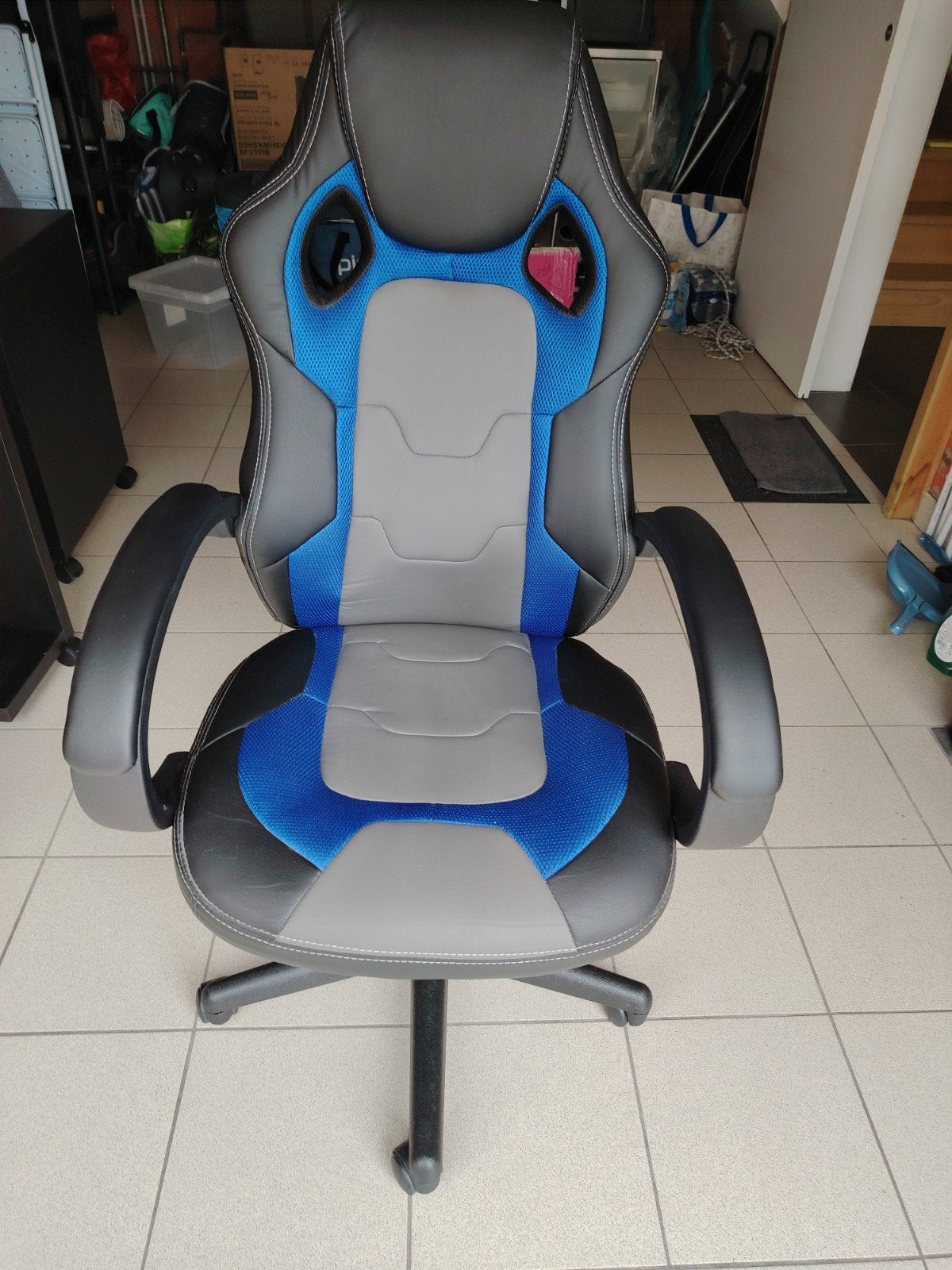 Gamestoel, Ophalen, Blauw, Zo goed als nieuw, Gaming bureaustoel