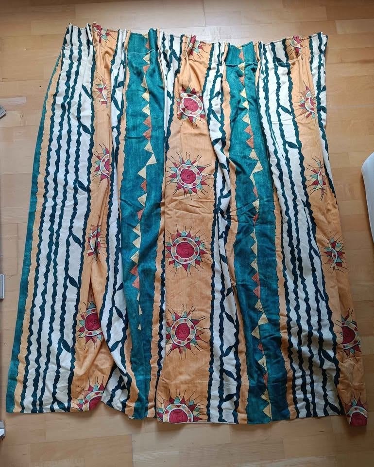 Kleurrijke vintage gordijnen, Huis en Inrichting, Ophalen of Verzenden, Gebruikt