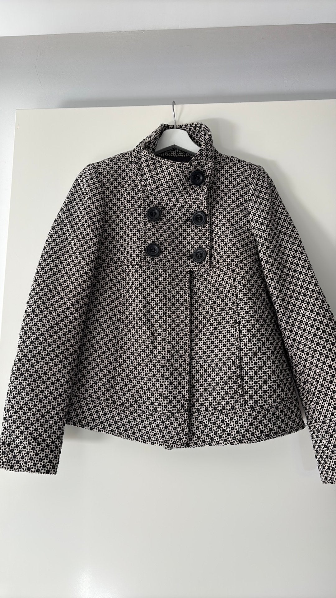 Prachtige Korte Zara TRF Jas / Peacoat (Maat M) – Zwart/Wit, Kleding | Dames, Ophalen of Verzenden, Gedragen, Maat 38/40 (M), Wit