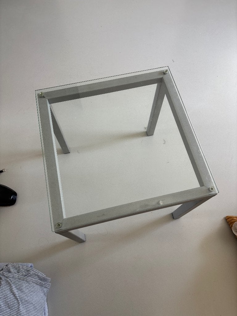 Glazen salontafel, Ophalen, Gebruikt, Vierkant, Minder dan 50 cm