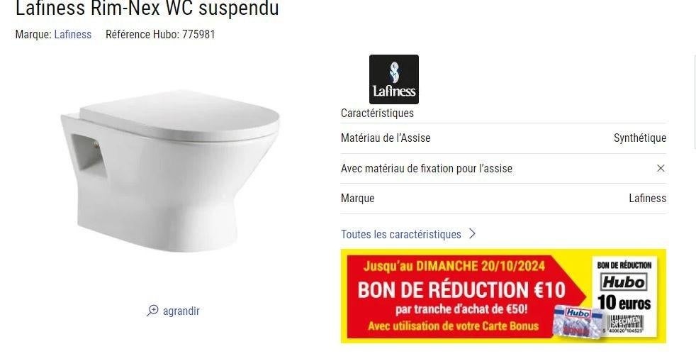 WC Design suspendu toilette, Enlèvement