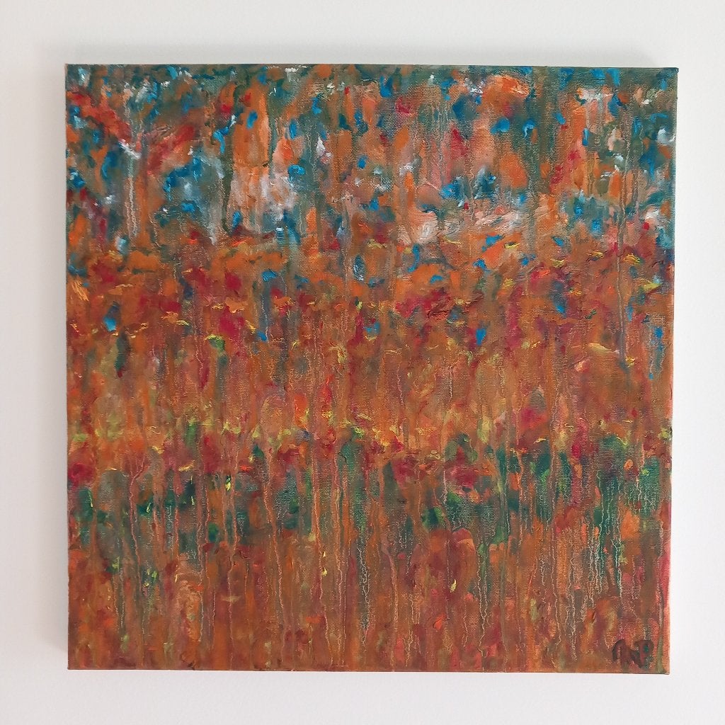 Aanbieding! Abstract schilderij in olieverf,natuurimpressie., Envoi