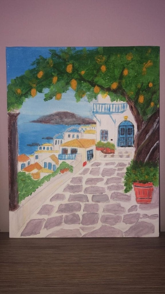 Peinture originale peinte à la main — Acrylique sur toile, Antiquités & Art, Peint à la main, Enlèvement ou Envoi, Toile, Autres sujets