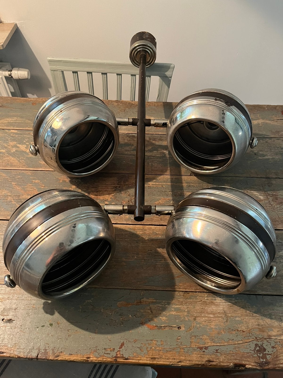 VINTAGE LAMP HANGLAMP CHROOM SPACE AGE EYEBALL, Ophalen of Verzenden