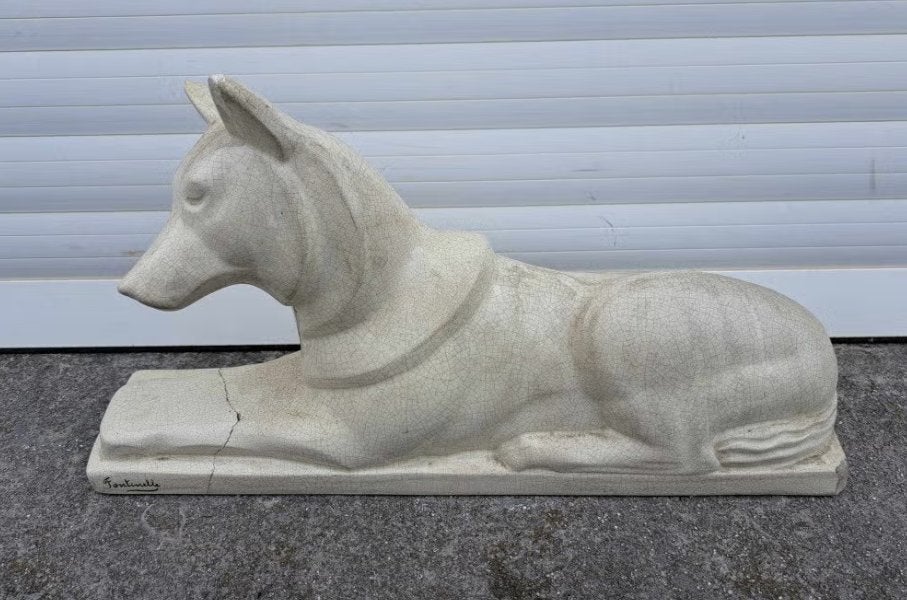 chien en céramique signe fontinelle, Antiquités & Art, Enlèvement ou Envoi