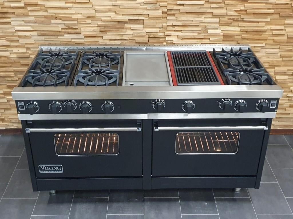 🔥Luxe Viking Fornuis 150cm zwart  GASOVENS tepan yaki grill, Electroménager, Cuisinières, Comme neuf, Autoportant, 5 zones de cuisson ou plus