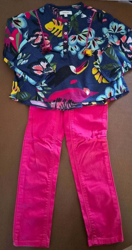 Lot fille Catimini 4 ans – 2 pièces Toucan & Fuchsia, Catimini, Ensemble, Comme neuf, Enlèvement