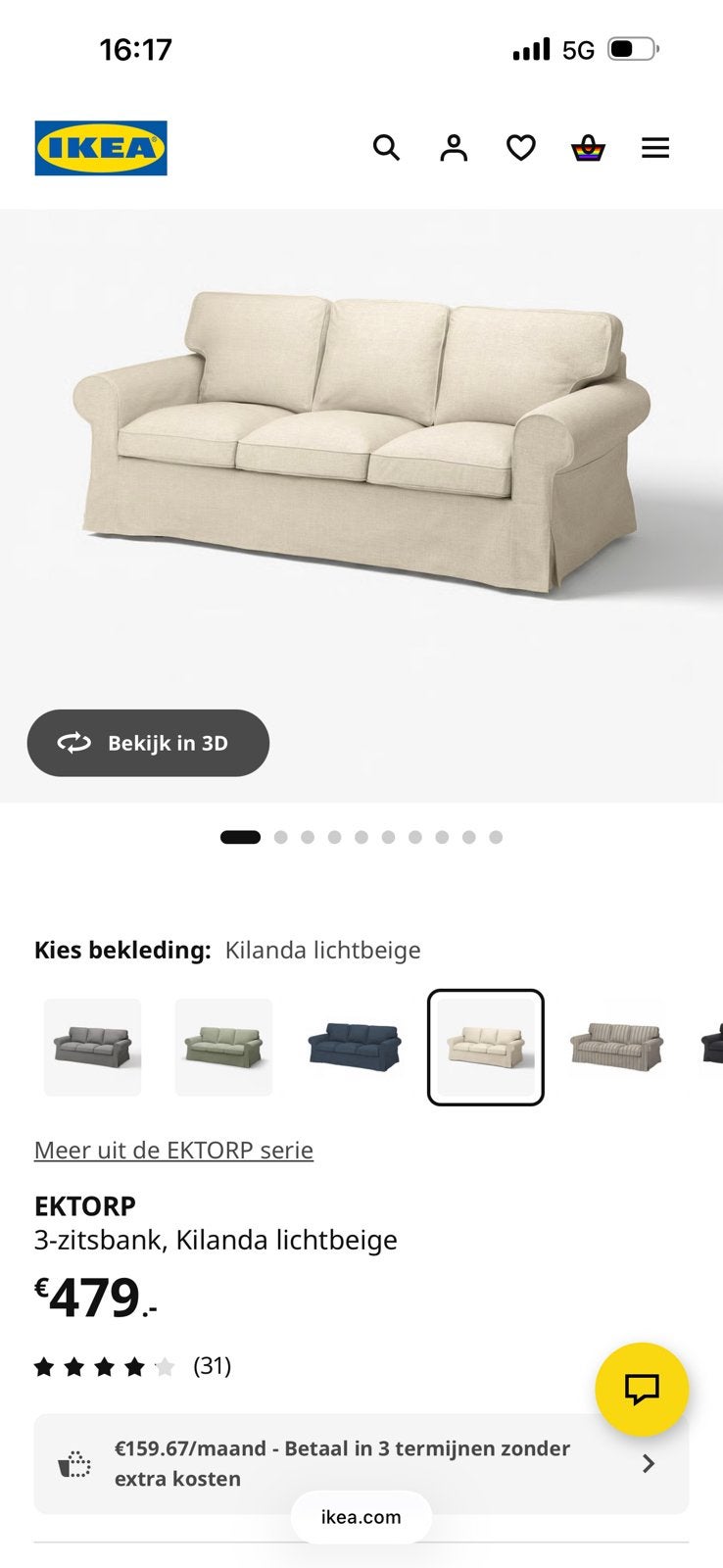 IKEA Ektorp 2-zit en 3-zit, Ophalen, Gebruikt