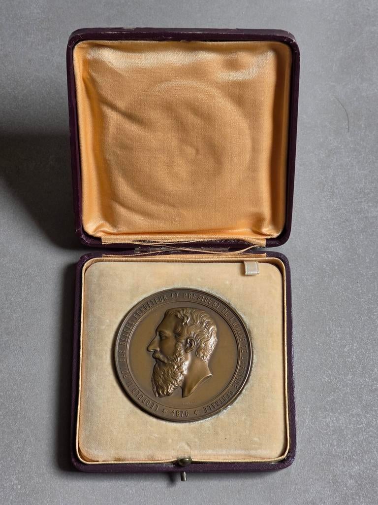 Medaille 1876 Koning Leopold II , Afrika - Congo kolonisatie, Postzegels en Munten, Penningen en Medailles, Brons, Ophalen of Verzenden
