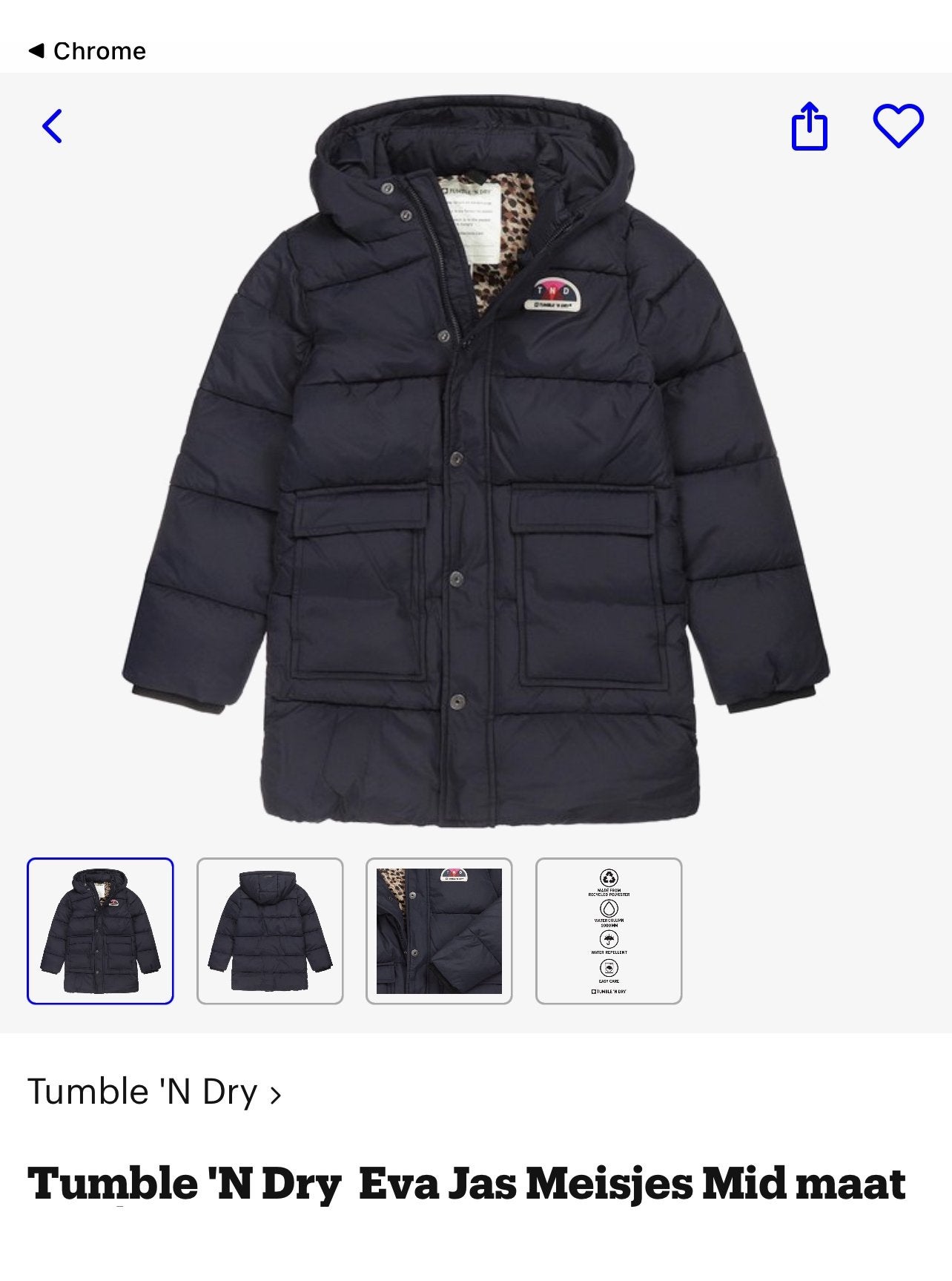 Tumble n Dry winterjas maat 134:140 nieuw, Ophalen of Verzenden, Nieuw, Meisje, Jas