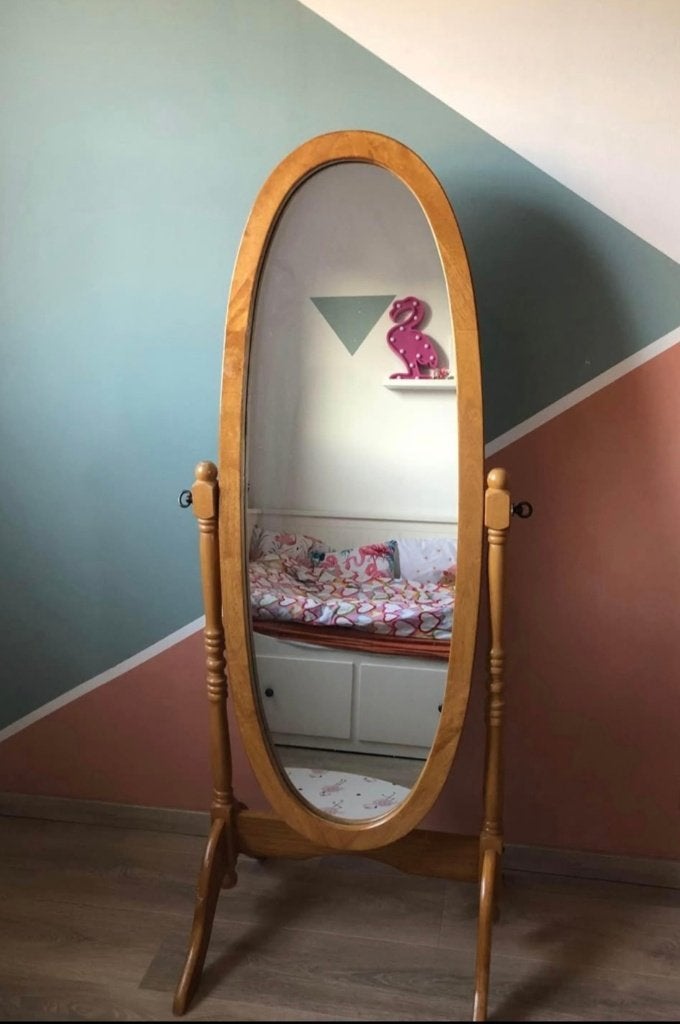 Spiegel, Huis en Inrichting, Ophalen, Gebruikt, 100 tot 150 cm, Ovaal