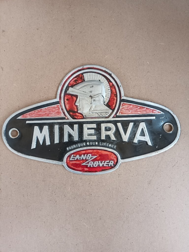 militaria , oldtimer jeep minerva land rover embleem, Ophalen, Landmacht, Embleem of Badge