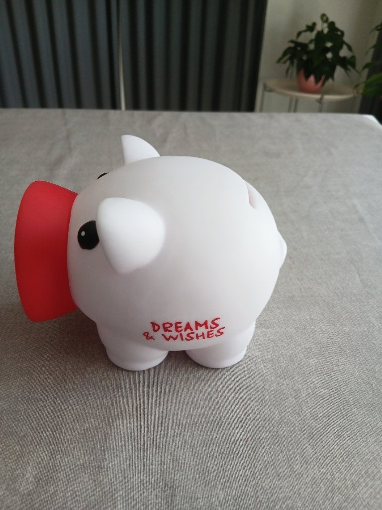 Spaarvarken wit - Rode snoet - PVC - NIEUW !, Verzamelen, Ophalen, Nieuw, Kunststof, Dier