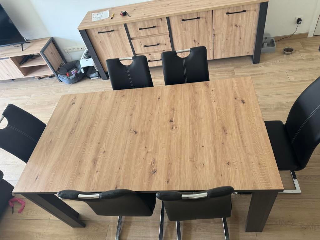 Eettafel met zes stoelen, Cinq personnes ou plus, 150 à 200 cm, 50 à 100 cm, Enlèvement