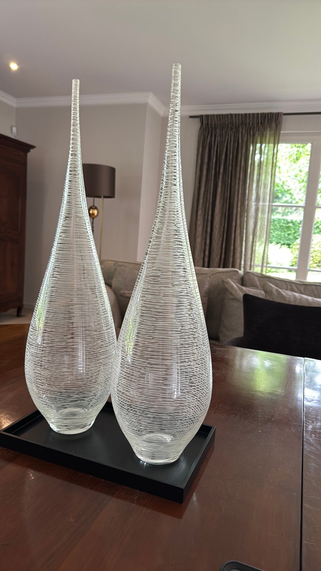 2 moderne handgeblazen design vazen, Huis en Inrichting, Woonaccessoires | Vazen, Ophalen, Zo goed als nieuw