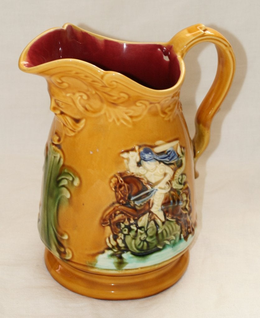 Antieke kan - Majolica - Nimy Les Mons, Antiquités & Art, Antiquités | Céramique & Poterie, Enlèvement ou Envoi
