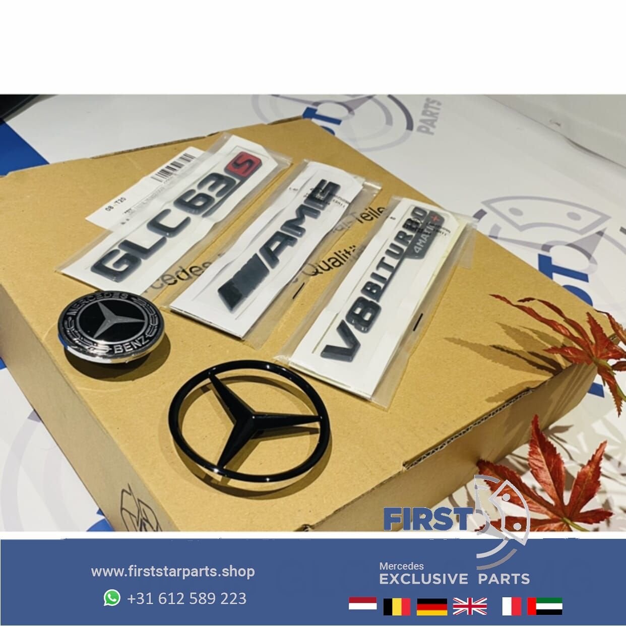 W253 GLC63 V8 4matic+ AMG COMPLETE LOGO SET ZWART EMBLEMEN S, Gebruikt, -, Ophalen of Verzenden, -