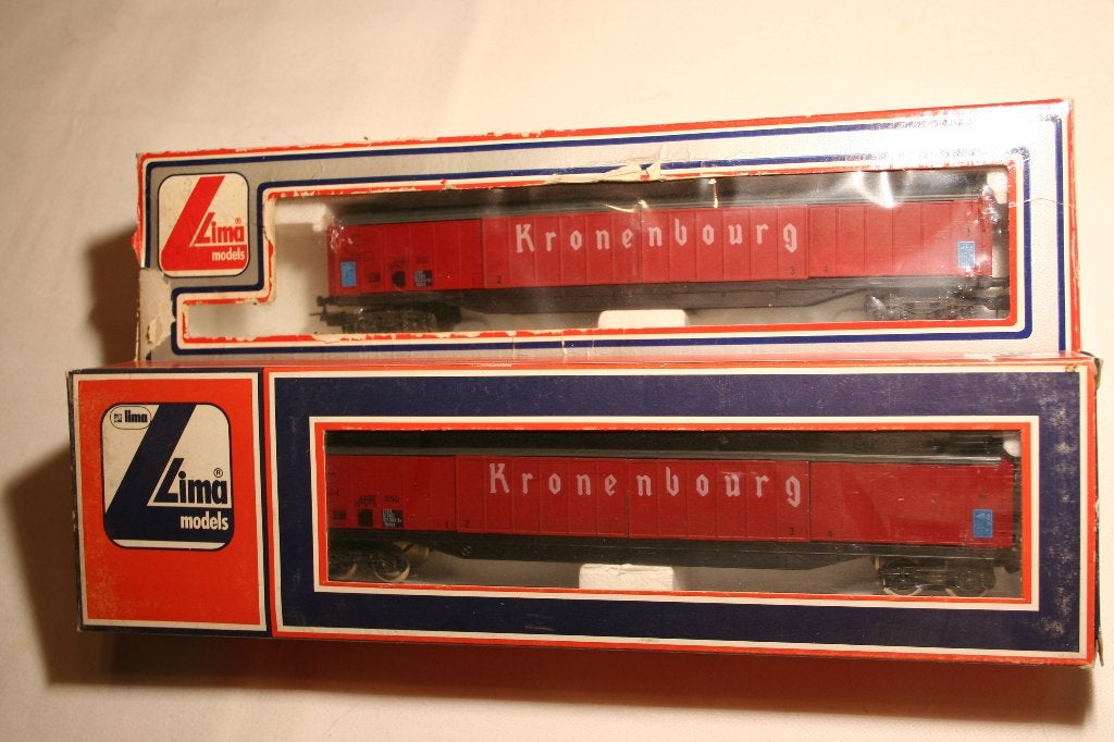 Lima (HO,DC) 2 wagons type Habiss Kronenbourg SNCF, Gelijkstroom, Wagon, Ophalen of Verzenden, Zo goed als nieuw