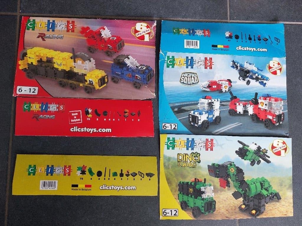 Clics 3 sets Racing - Hero Squad - Dino Squad, Kinderen en Baby's, Speelgoed | Bouwstenen, Ophalen, Gebruikt, Overige merken