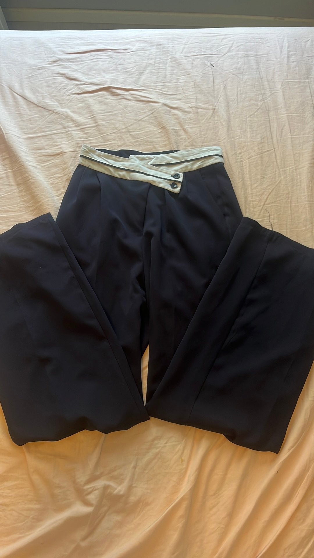 wijde blauwe klassieke broek, Kleding | Dames, Broeken en Pantalons, Maat 38/40 (M), Blauw, Ophalen of Verzenden, Zo goed als nieuw