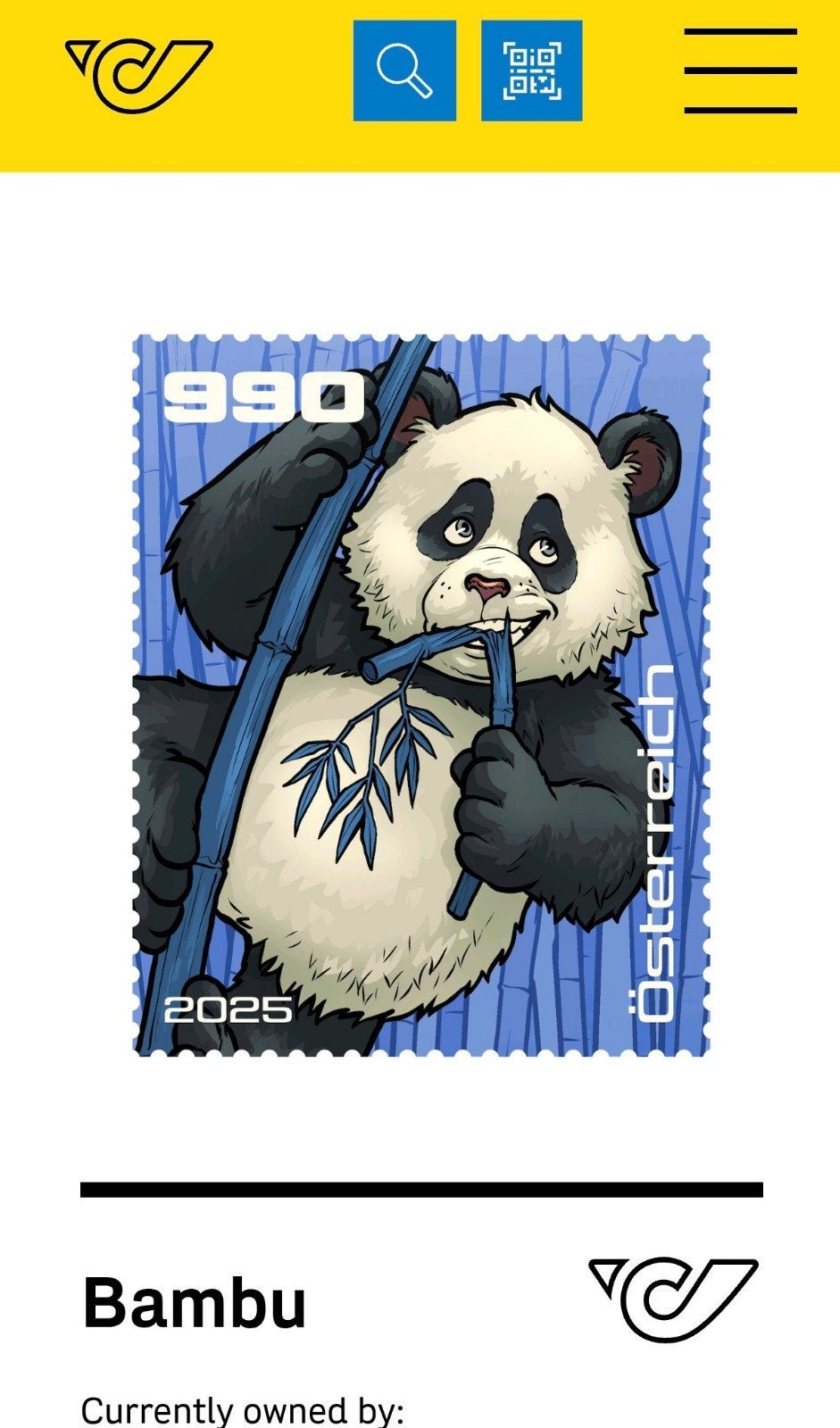 crypto stamp Oostenrijk Bambu Blauw, Postzegels en Munten, Ophalen of Verzenden, Europa