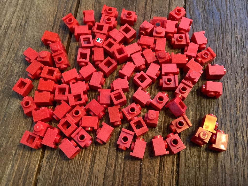 Lego Brick 1x1 with Headligh Rood 90 stuks / 259-1, Ophalen of Verzenden, Zo goed als nieuw, Losse stenen, Lego
