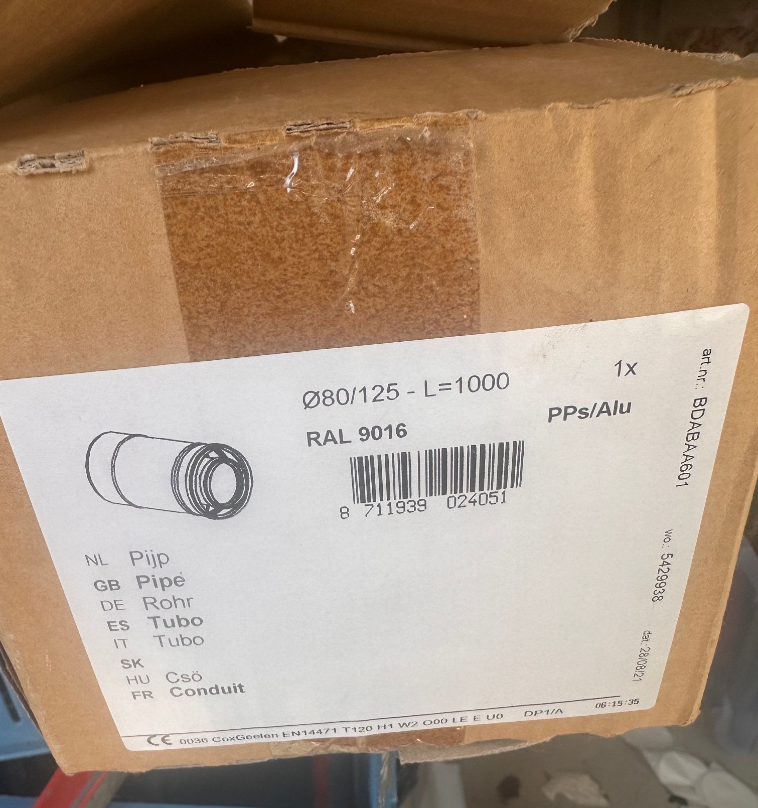 Nouveau conduit de fumée concentrique Ø80/125 — 1 m, Enlèvement, Neuf