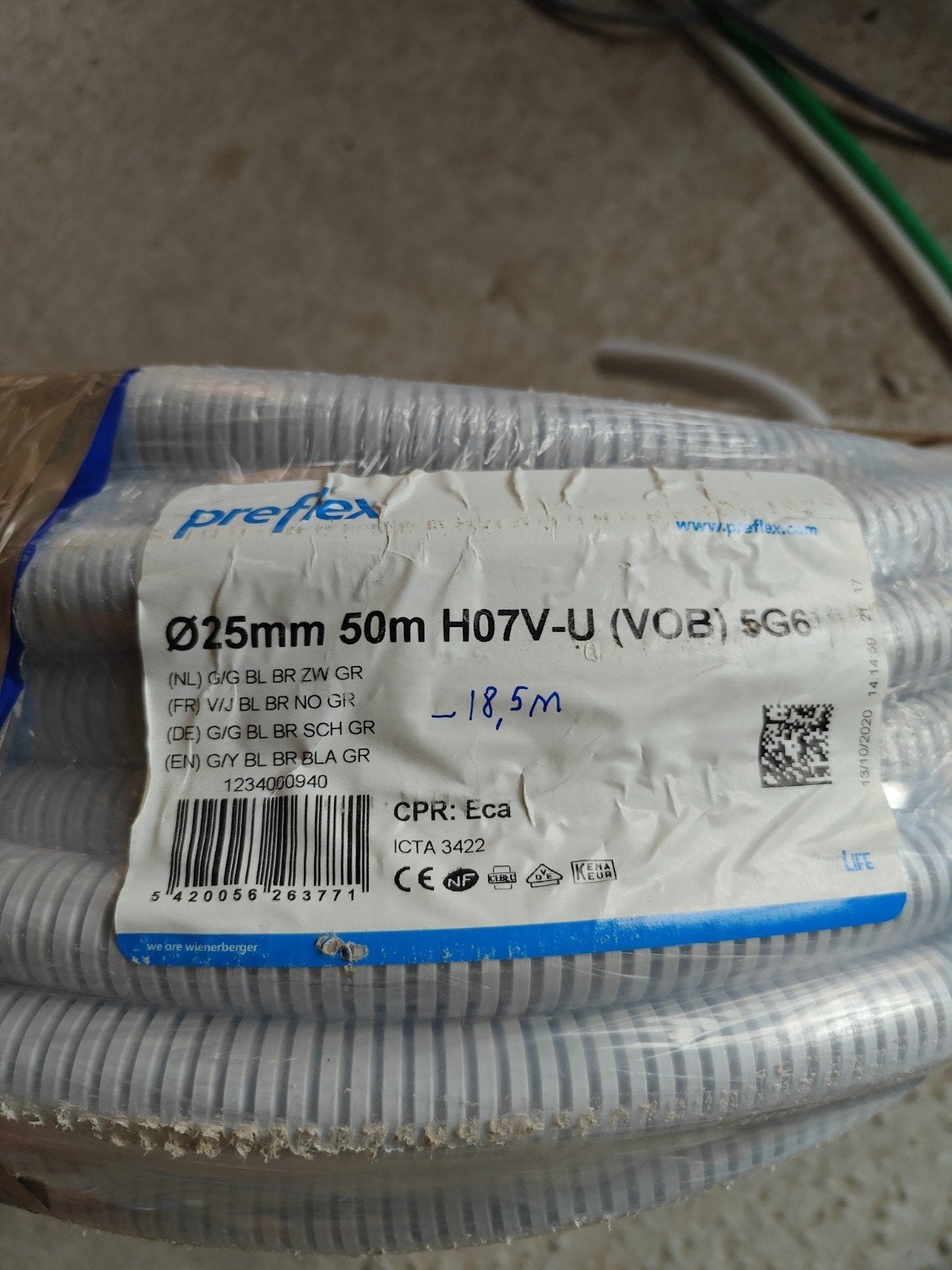 preflex VOB 5g6 30m, Ophalen, Kabel of Snoer