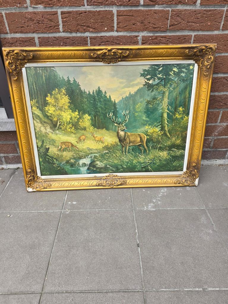 Schilderij hert in kader., Enlèvement
