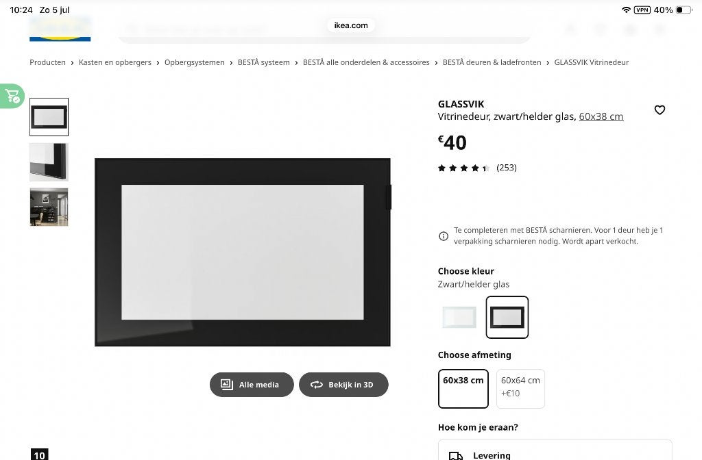 Glassvik Besta deur Ikea, Huis en Inrichting, Ophalen, Zo goed als nieuw, 50 tot 100 cm, Minder dan 100 cm